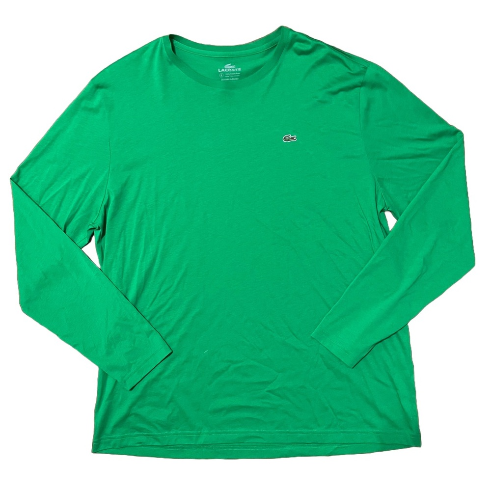Lacoste Green 100% Pima Cotton Long Sleeve Shirt Minimalist Preppy Quiet Luxury